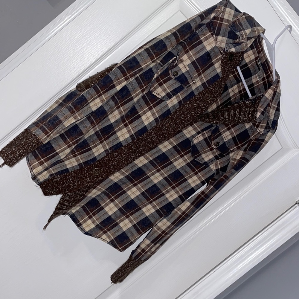Plaid long sleeve bottom up top